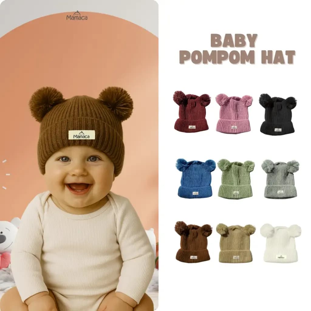 MAMACA Kupluk Rajut Pompom Beanie Hat