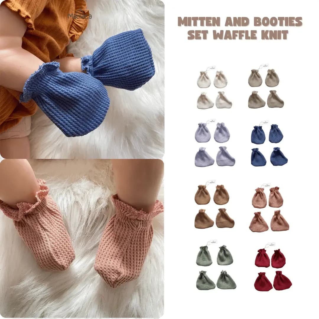 Mamaca Set Mitten Booties Waffle Knit