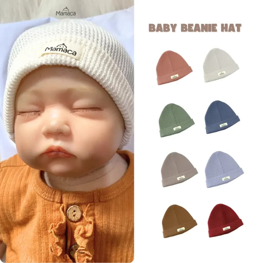 Kupluk Bayi Mamaca Waffle Topi Newborn Lembut Hangat Unisex