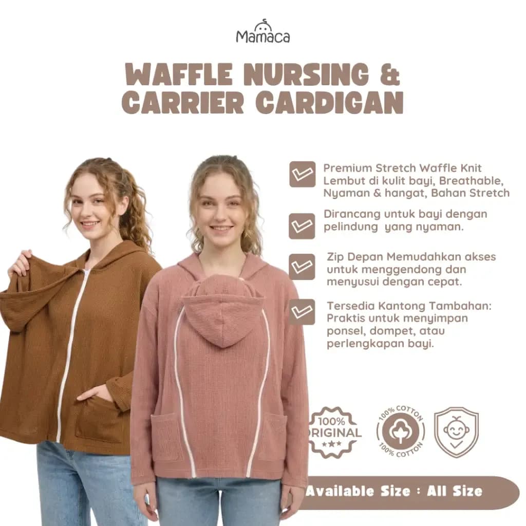 Mamaca Cardigan Waffle Ibu dan Bayi All Size Cardigan Gendong