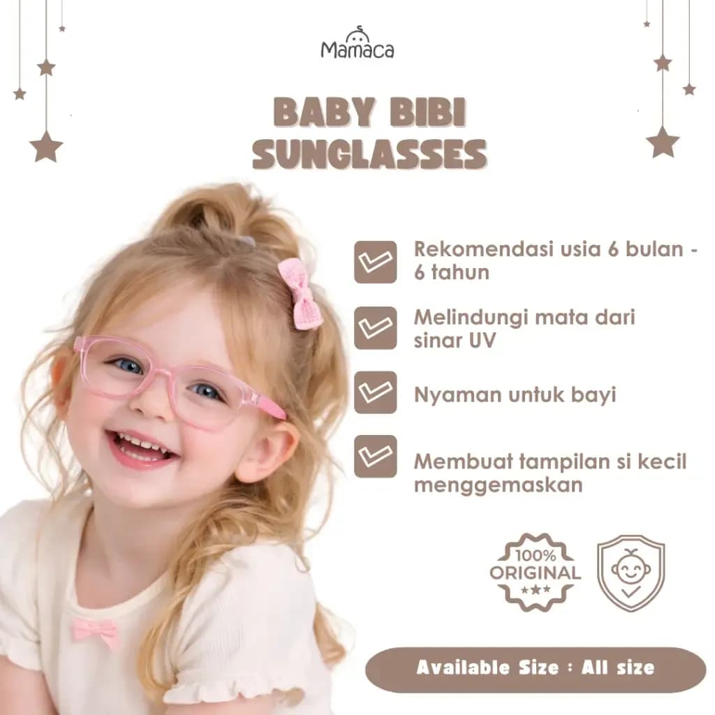 Mamaca Kacamata Bayi Baby BiBi Sunglasses UV Protection Aman untuk Outdoor Bayi 0–3 Tahun
