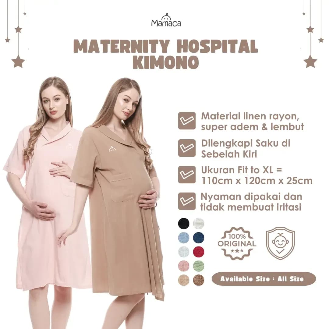 Mamaca Maternity Kimono – Baju Bumil untuk Persalinan & Menyusui | All Size, Adem & Lembut