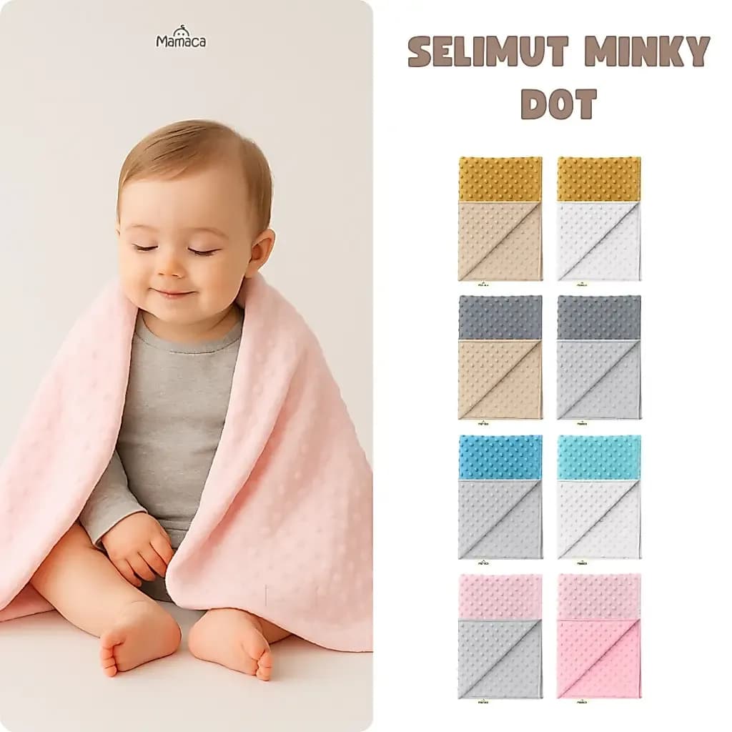 Mamaca Selimut Bayi Minky Dot Super Lembut, Hangat & Nyaman untuk Bayi Baru Lahir