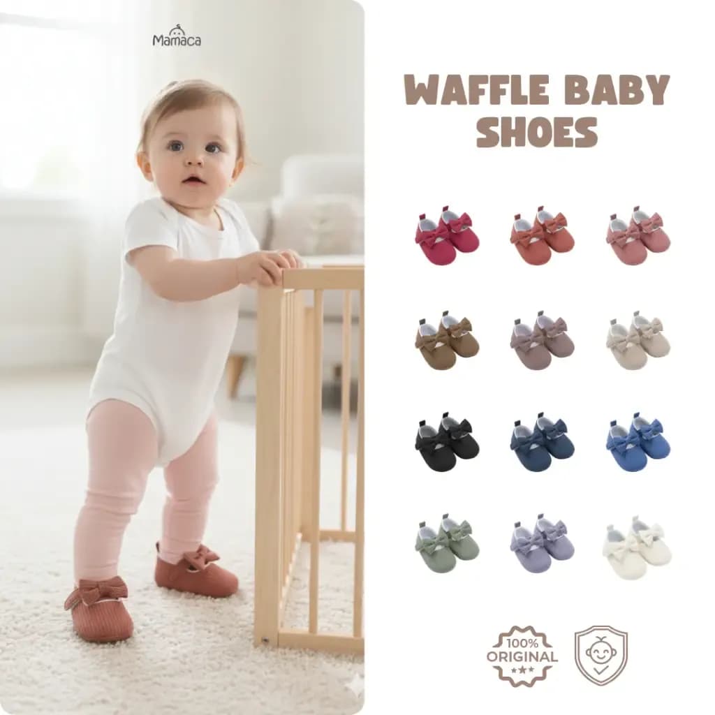 Mamaca Sepatu Bayi Waffle Knit Lembut, Adem & Nyaman untuk Newborn